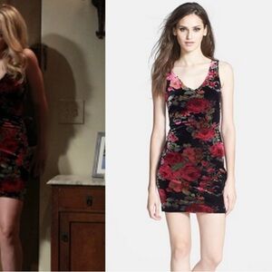 ASTR Velour Floral Bodycon Dress Size S Mom’s Dress